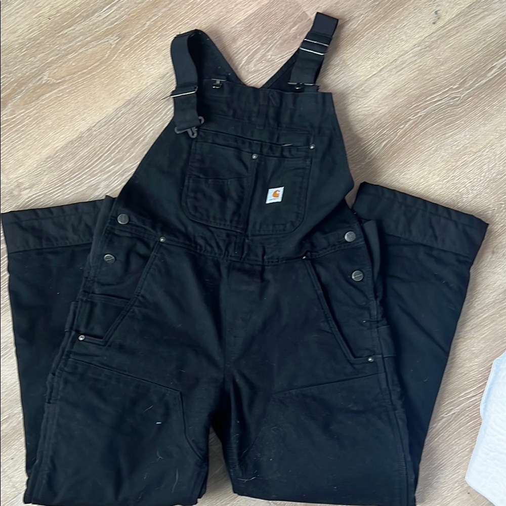 Carhartt Black insulated overalls with Adjustable Straps